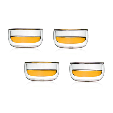 Double Wall Glass Groovy Dessert Bowl (300 ml) (Pack of 4)
